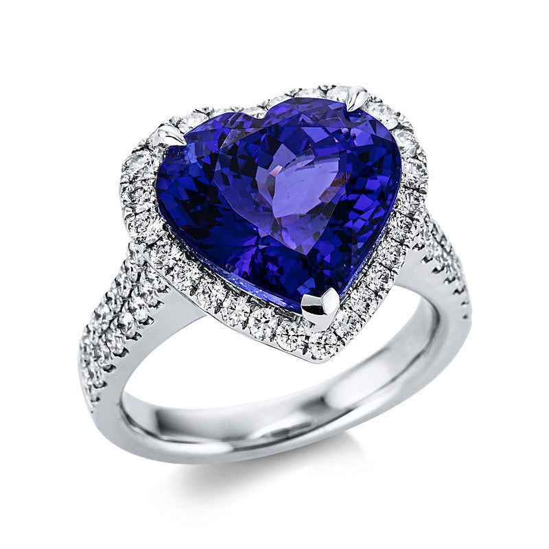 Ring mit Tansanit  aus 750/-18 Karat Weißgold mit 58 Diamanten 0