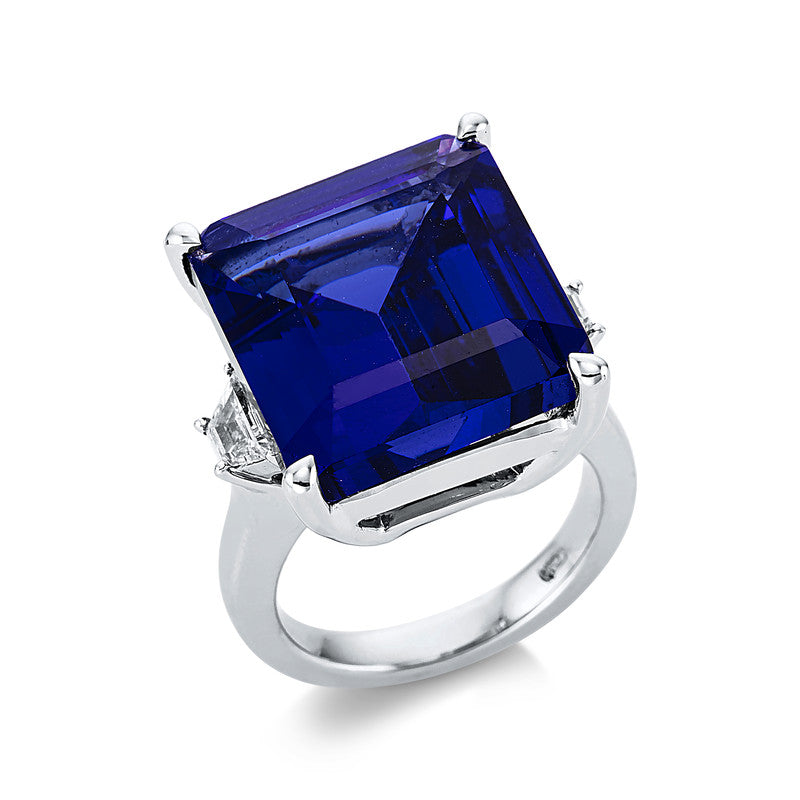 Ring mit Tansanit  aus 750/-18 Karat Weißgold mit 2 Diamanten 0