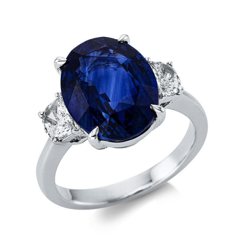 Ring mit Saphir  aus 750/-18 Karat Weißgold mit 2 Diamanten 0