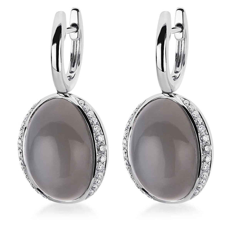 Ohrschmuck mit Mondstein  aus 750/-18 Karat Weißgold mit 52 Diamanten 0