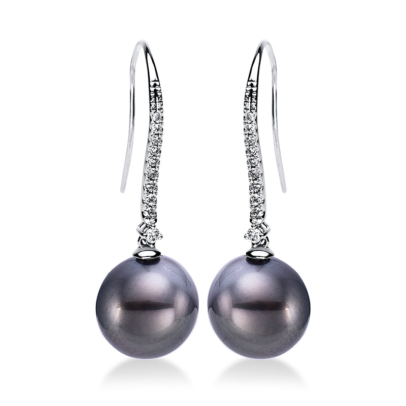 Ohrhänger   mit Tahiti aus 750/-18 Karat Weißgold mit 20 Diamanten 0