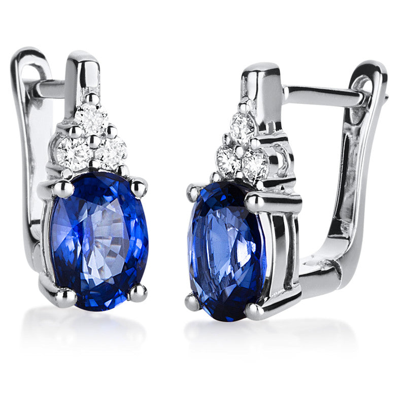 Ohrstecker mit Saphir  aus 750/-18 Karat Weißgold mit 6 Diamanten 0