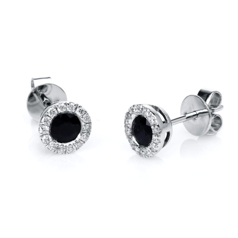 Ohrstecker mit Saphir  aus 750/-18 Karat Weißgold mit 28 Diamanten 0