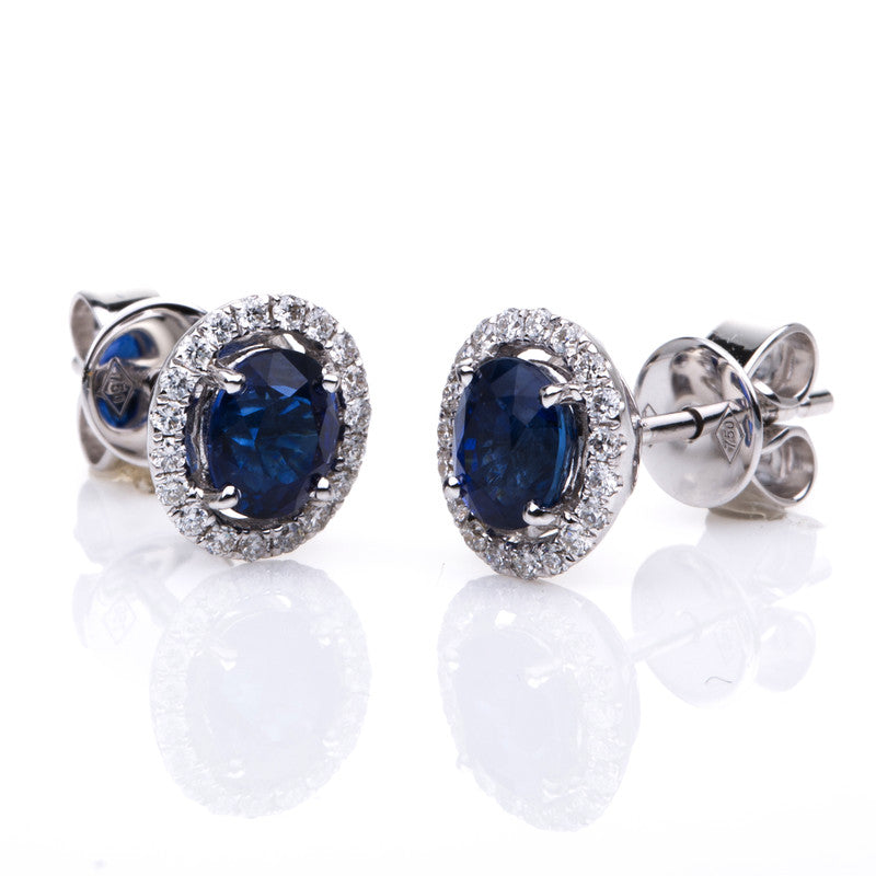 Ohrstecker mit Saphir  aus 750/-18 Karat Weißgold mit 38 Diamanten 0