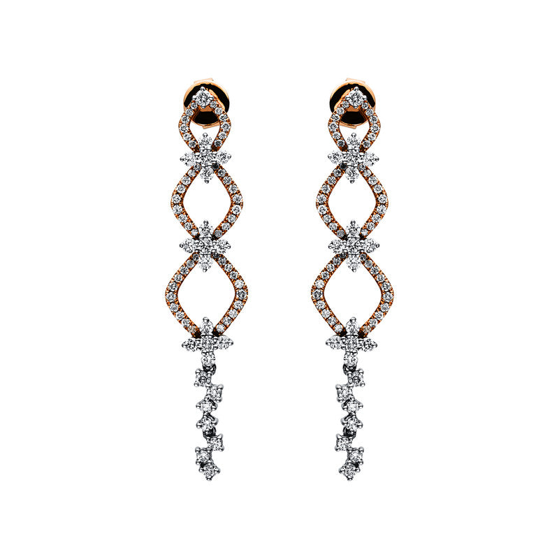 Ohrschmuck    aus 750/-18 Karat Rotgold / Weißgold mit 146 Diamanten 1