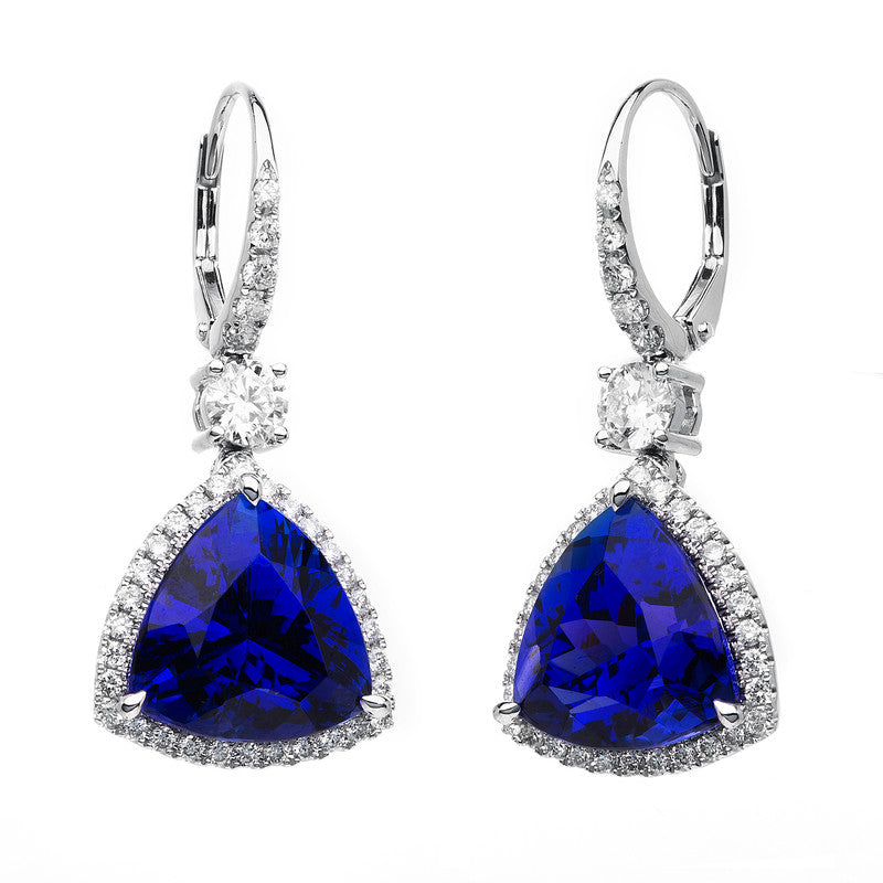 Ohrschmuck mit Tansanit  aus 750/-18 Karat Weißgold mit 70 Diamanten 1