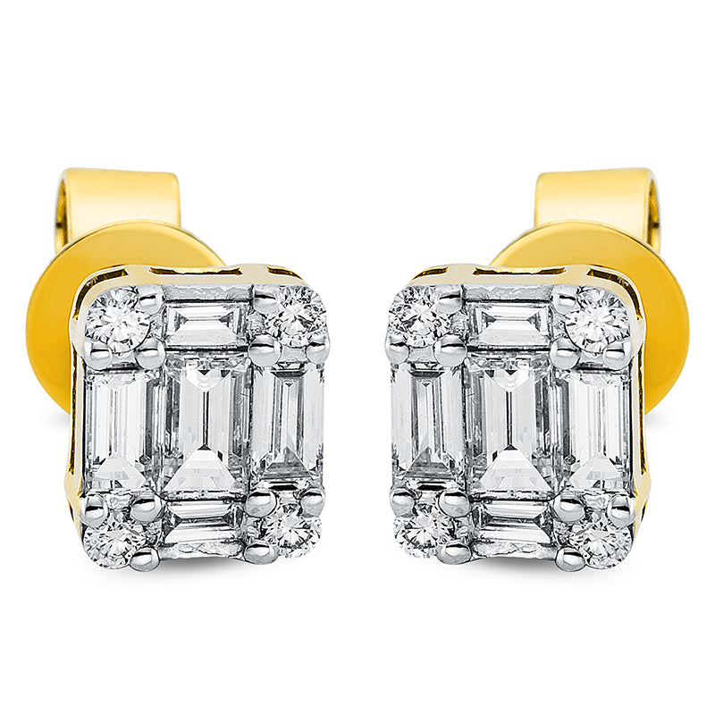 Ohrstecker - Halo Sparkle aus Gold mit Diamanten, Fassung rhodiniert - 2D169