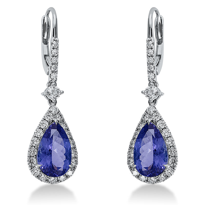 Ohrschmuck mit Tansanit  aus 750/-18 Karat Weißgold mit 48 Diamanten 1