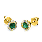 Ohrstecker aus Gold mit Diamanten mit Smaragd - 2D567
