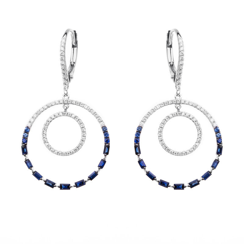 Ohrschmuck mit Saphir  aus 750/-18 Karat Weißgold mit 122 Diamanten 0