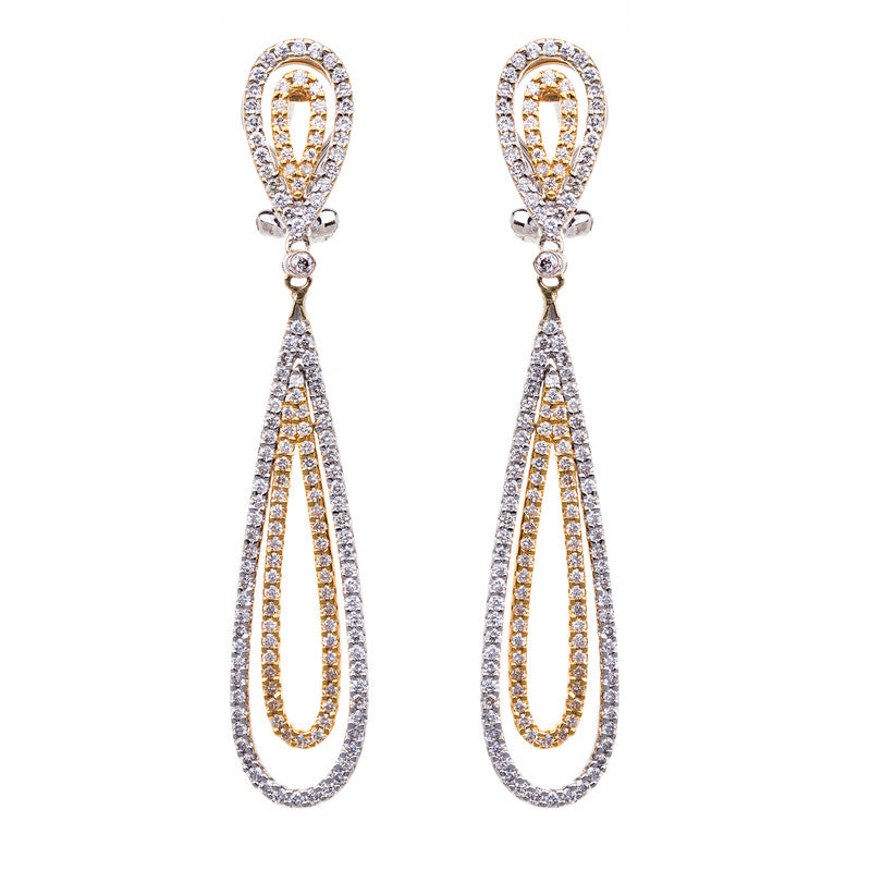 Ohrschmuck    aus 750/-18 Karat Gelbgold / Weißgold mit 296 Diamanten 1