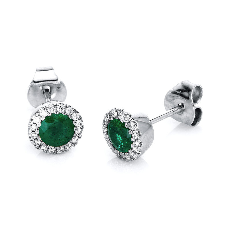 Ohrstecker mit Smaragd  aus 750/-18 Karat Weißgold mit 32 Diamanten 0