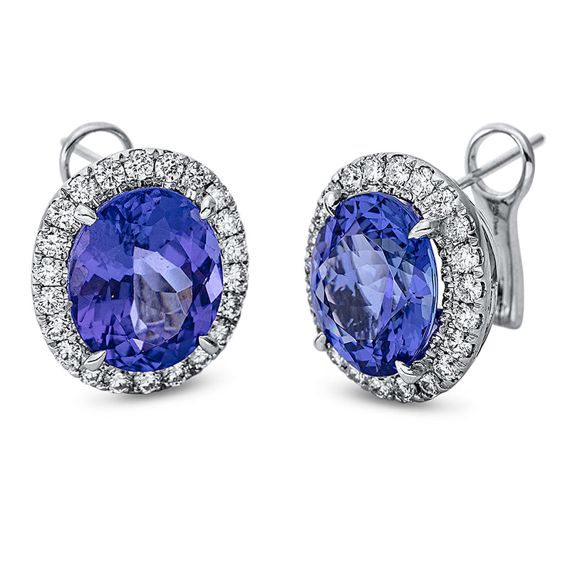 Ohrstecker mit Tansanit  aus 750/-18 Karat Weißgold mit 44 Diamanten 1