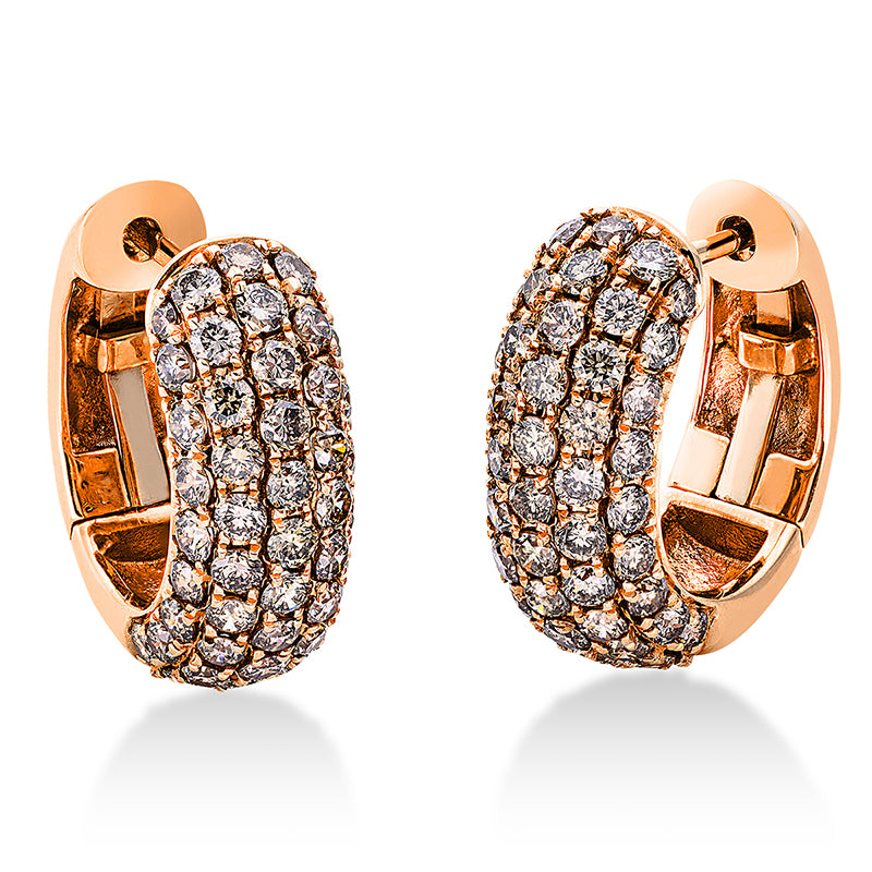 Creolen    aus 750/-18 Karat Rotgold mit 98 Diamanten 1