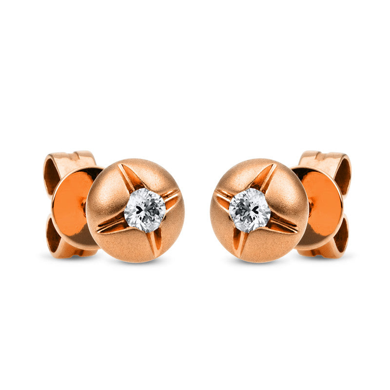 Ohrstecker    aus 585/-14 Karat Rotgold mit 2 Diamanten 0