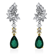 Ohrschmuck mit Smaragd  aus 750/-18 Karat Weißgold / Gelbgold mit 40 Diamanten 2