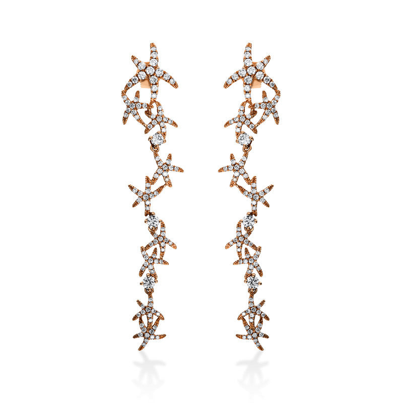 Ohrschmuck    aus 750/-18 Karat Rotgold mit 196 Diamanten 1