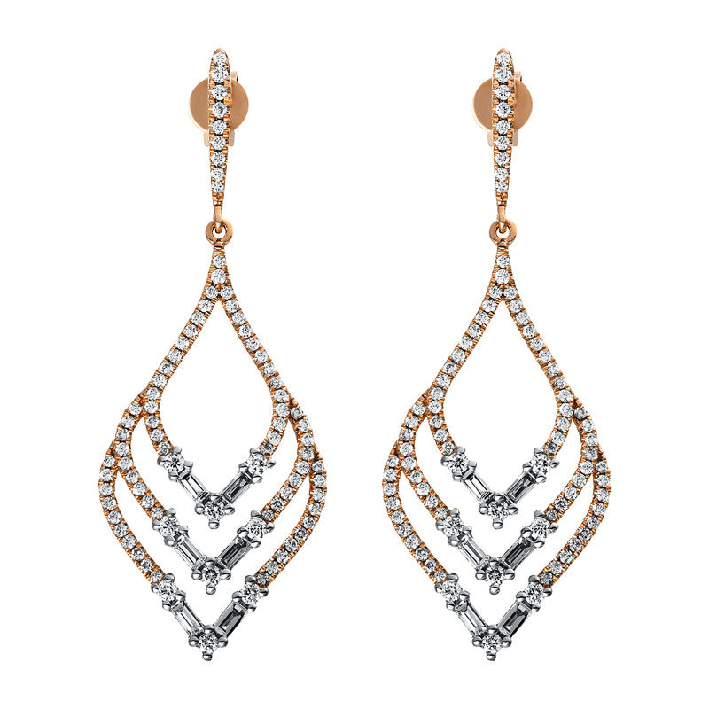 Ohrschmuck    aus 750/-18 Karat Rotgold mit 180 Diamanten 0