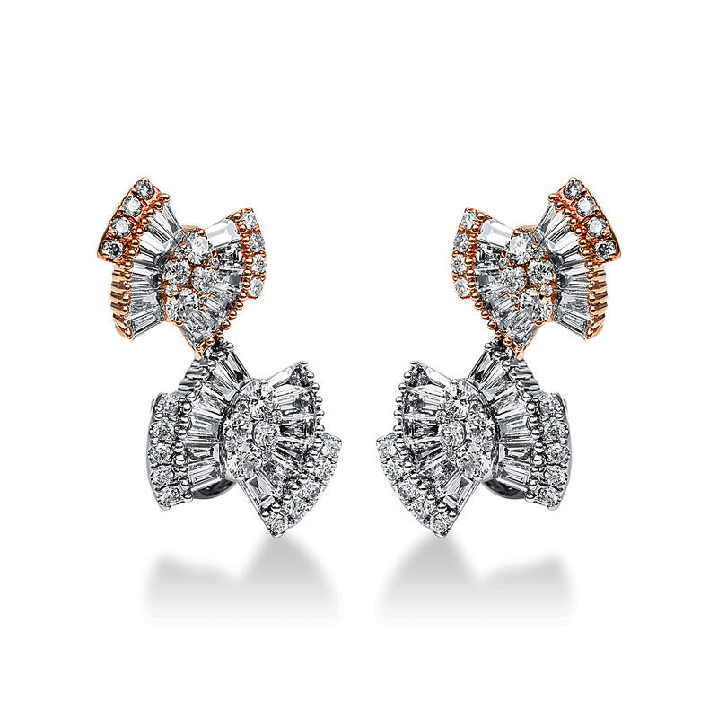 Ohrstecker    aus 750/-18 Karat Rotgold / Weißgold mit 131 Diamanten 2