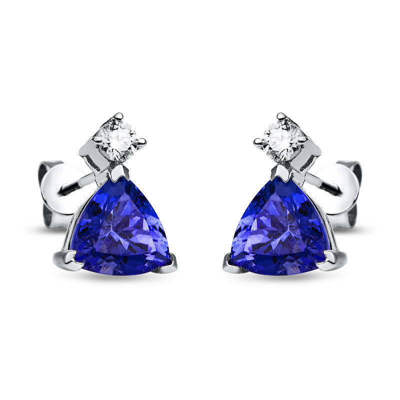 Ohrstecker mit Tansanit  aus 585/-14 Karat Weißgold mit 2 Diamanten 0