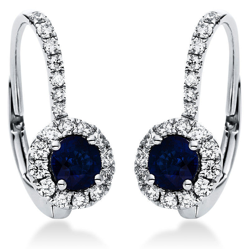 Ohrschmuck mit Saphir  aus 750/-18 Karat Weißgold mit 62 Diamanten 0