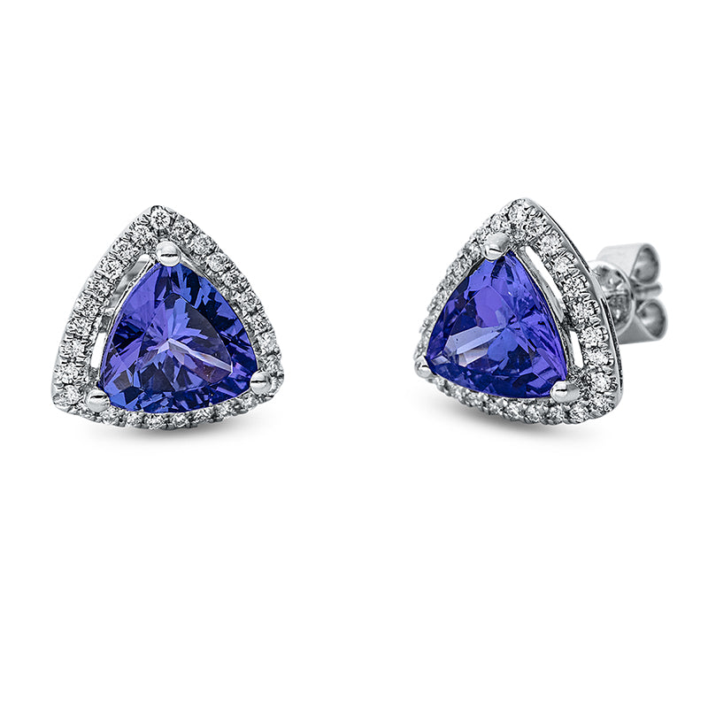 Ohrstecker mit Tansanit  aus 750/-18 Karat Weißgold mit 54 Diamanten 0