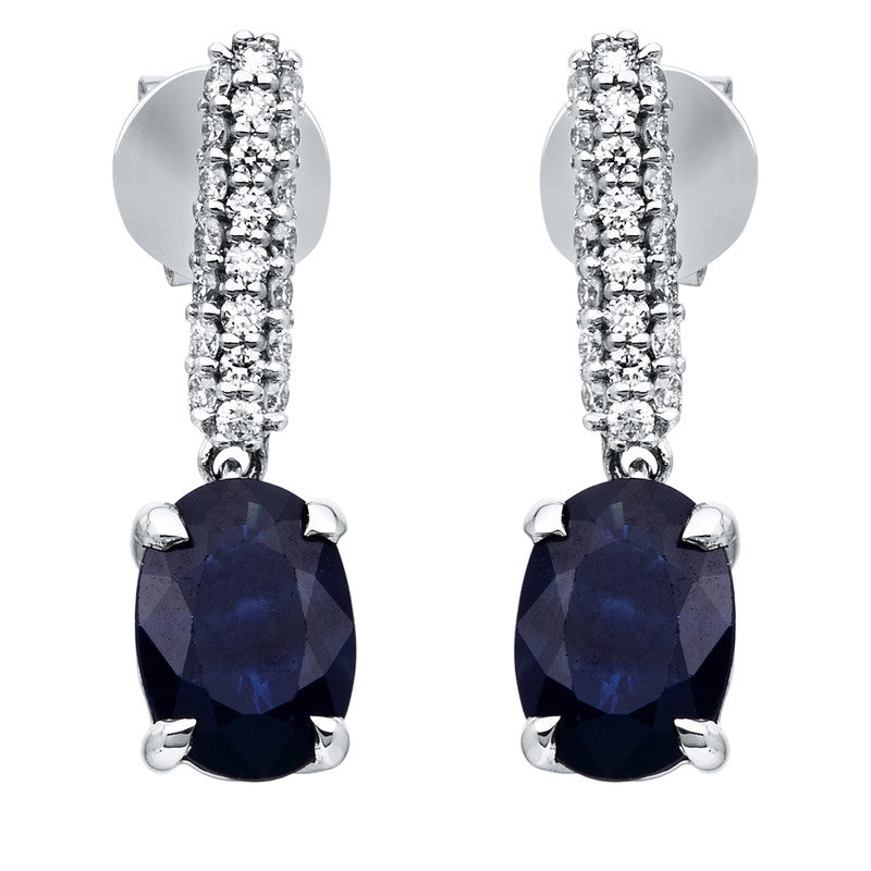 Ohrschmuck mit Saphir  aus 750/-18 Karat Weißgold mit 44 Diamanten 0