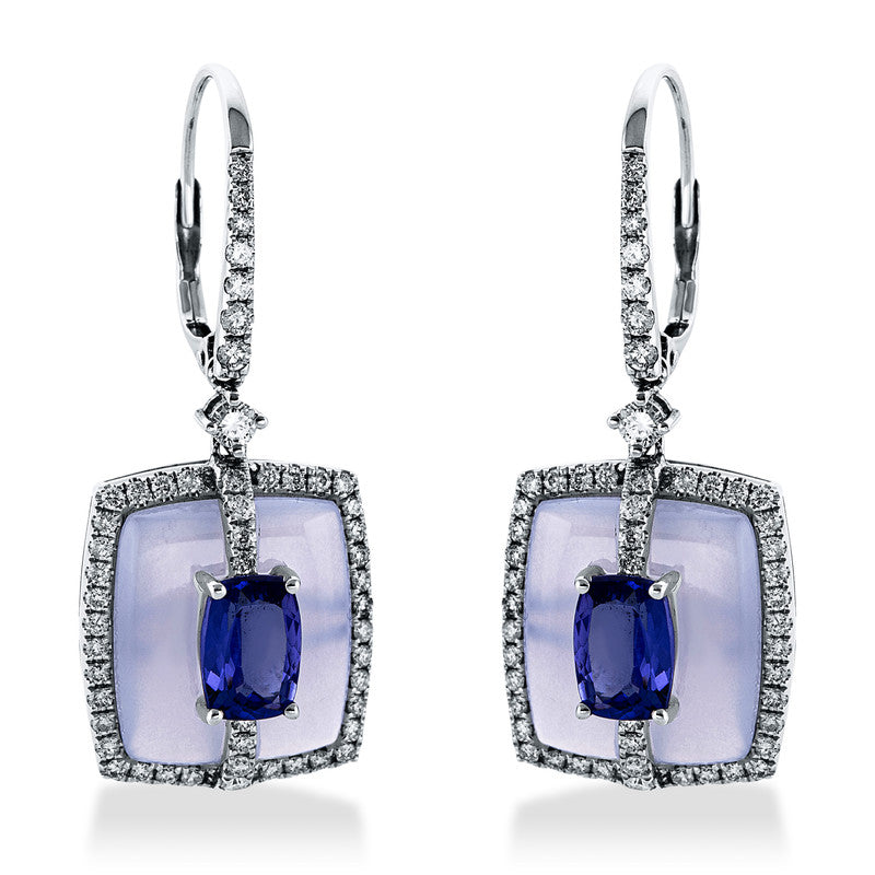 Ohrschmuck mit Tansanit  aus 750/-18 Karat Weißgold mit 104 Diamanten 0