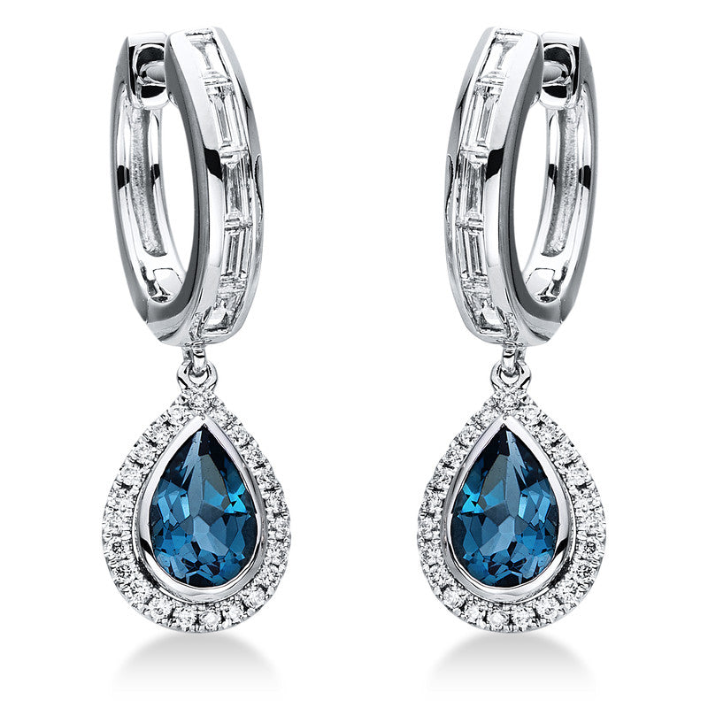 Ohrschmuck mit Topas  aus 750/-18 Karat Weißgold mit 56 Diamanten 0