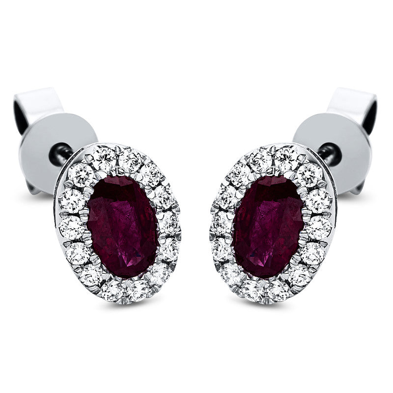 Ohrstecker mit Rubin  aus 750/-18 Karat Weißgold mit 28 Diamanten 0