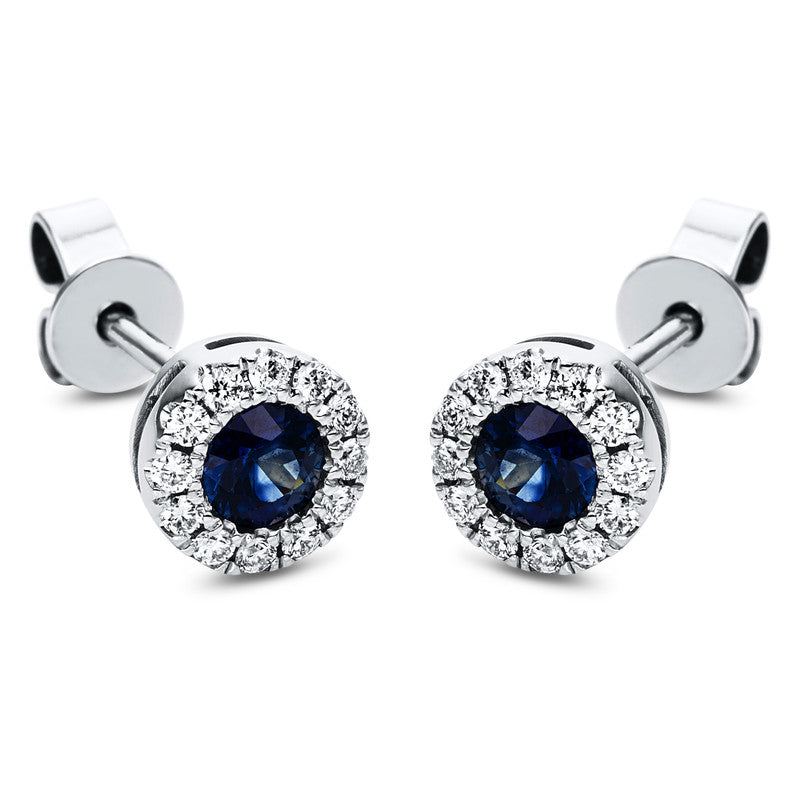 Ohrstecker mit Saphir  aus 750/-18 Karat Weißgold mit 24 Diamanten 0