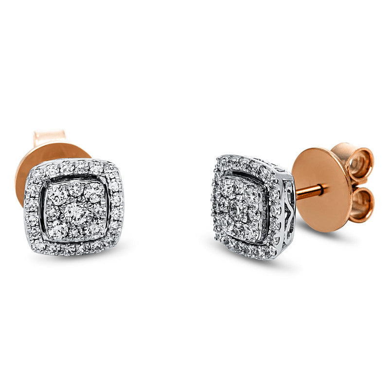 Ohrstecker    aus 750/-18 Karat Rotgold / Weißgold mit 58 Diamanten 0