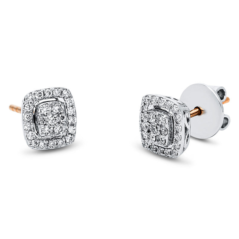 Ohrstecker    aus 750/-18 Karat Rotgold / Weißgold mit 50 Diamanten 0