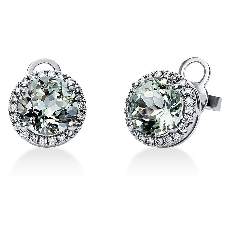 Ohrstecker mit Amethyst  aus 750/-18 Karat Weißgold mit 44 Diamanten 0