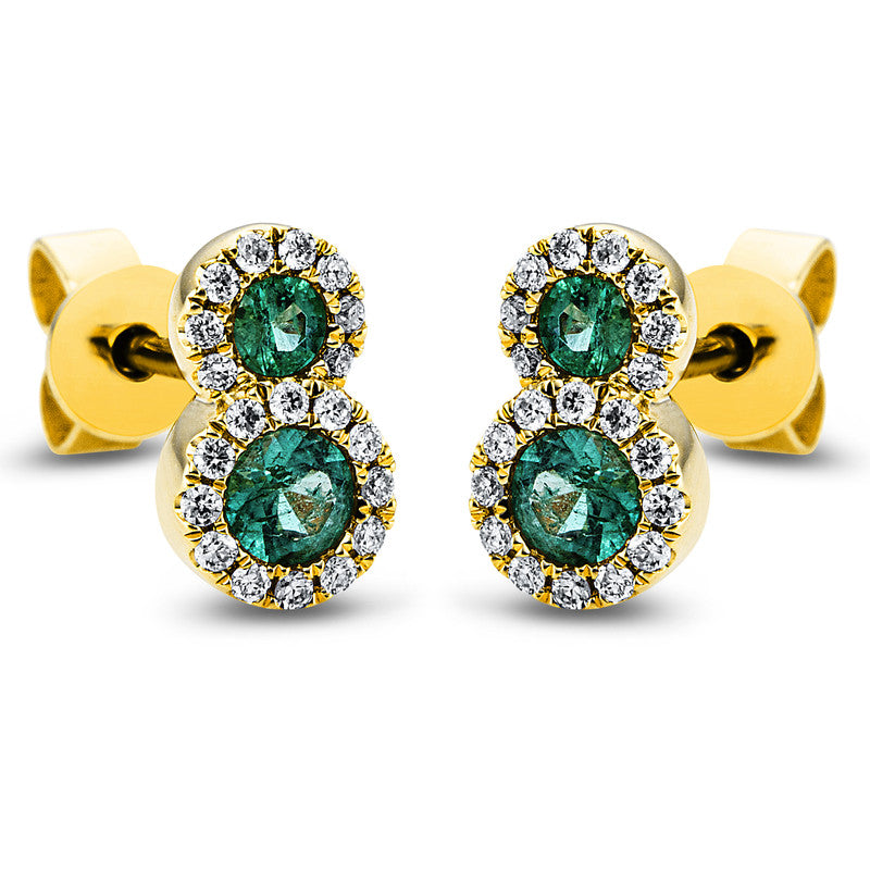 Ohrstecker mit Smaragd  aus 750/-18 Karat Gelbgold mit 40 Diamanten 0