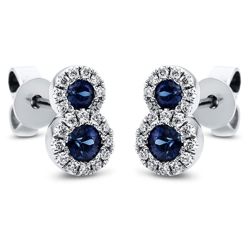 Ohrstecker mit Saphir  aus 750/-18 Karat Weißgold mit 40 Diamanten 0