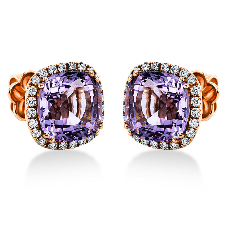 Ohrstecker mit Amethyst  aus 750/-18 Karat Rotgold mit 48 Diamanten 0