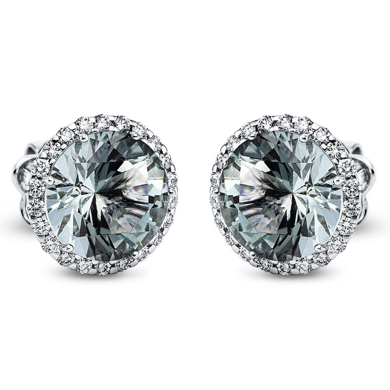 Ohrstecker mit Amethyst  aus 750/-18 Karat Weißgold mit 44 Diamanten 0