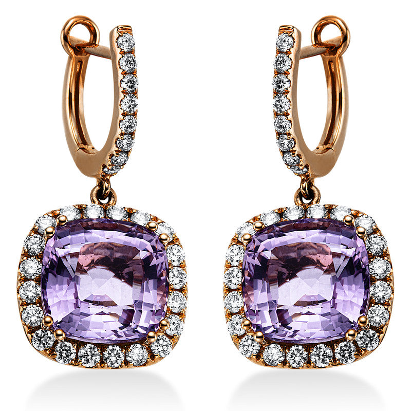 Ohrschmuck mit Amethyst  aus 750/-18 Karat Rotgold mit 56 Diamanten 0