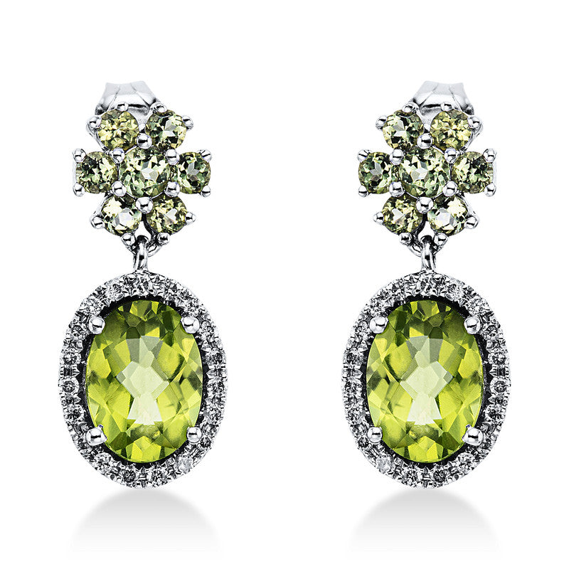Ohrschmuck mit Peridot  aus 750/-18 Karat Weißgold mit 38 Diamanten 0