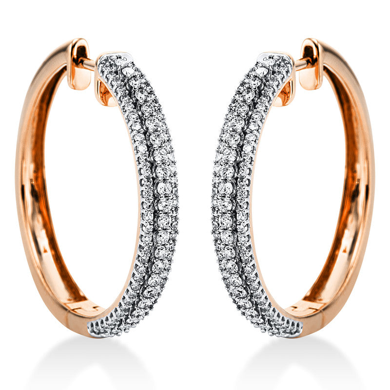 Creolen    aus 750/-18 Karat Rotgold mit 174 Diamanten 0