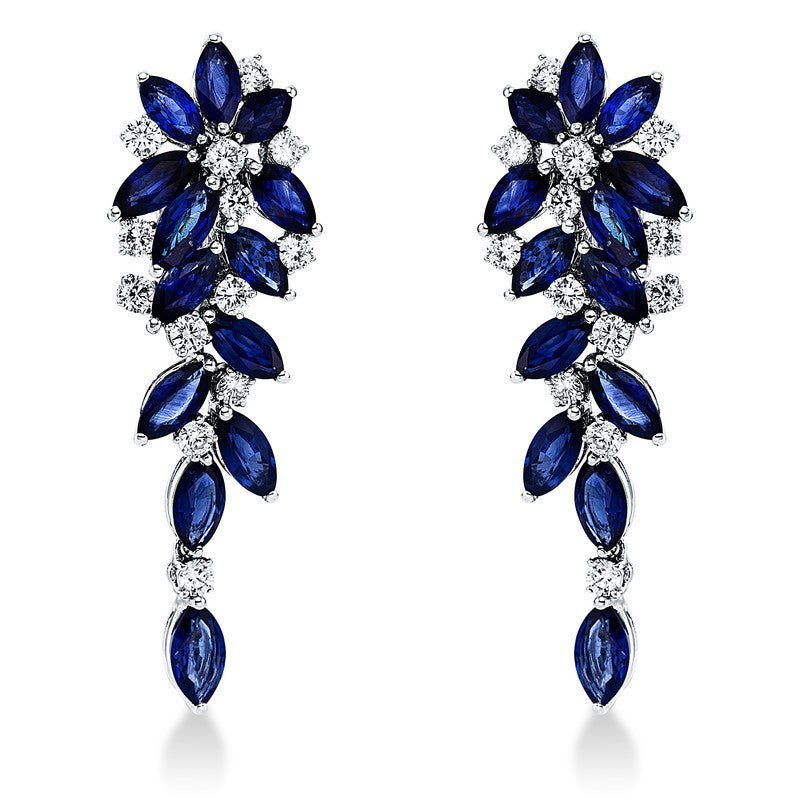 Ohrschmuck mit Saphir  aus 750/-18 Karat Weißgold mit 26 Diamanten 2