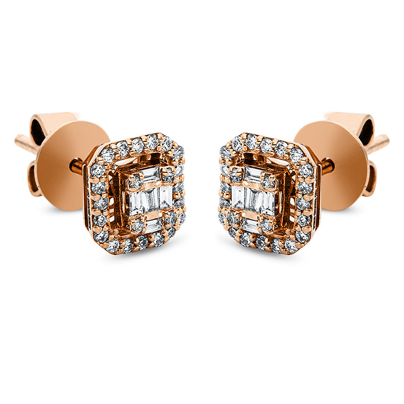 Ohrstecker    aus 750/-18 Karat Rotgold mit 58 Diamanten 0