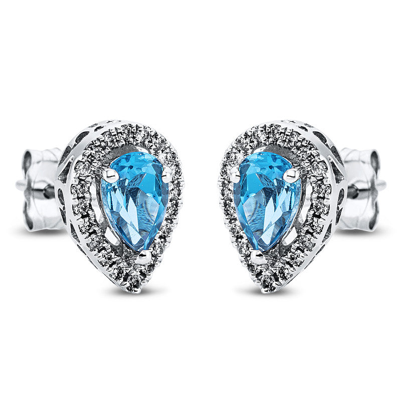 Ohrschmuck mit Topas  aus 750/-18 Karat Weißgold mit 40 Diamanten 0