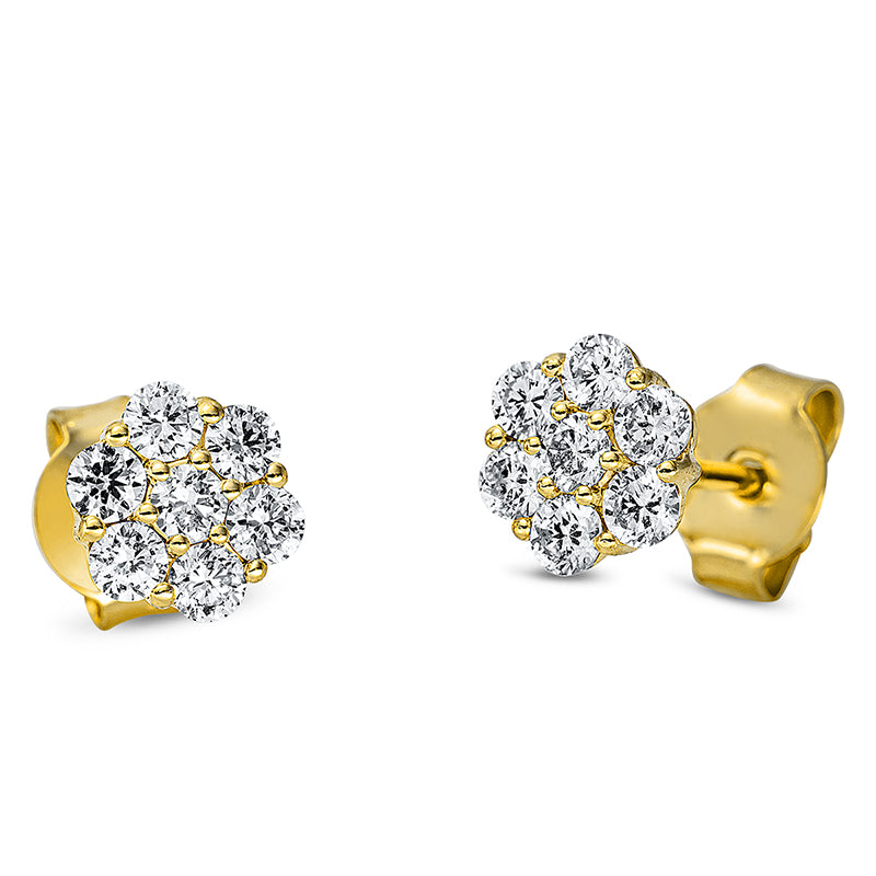 Ohrstecker    aus 750/-18 Karat Gelbgold mit 14 Diamanten 0