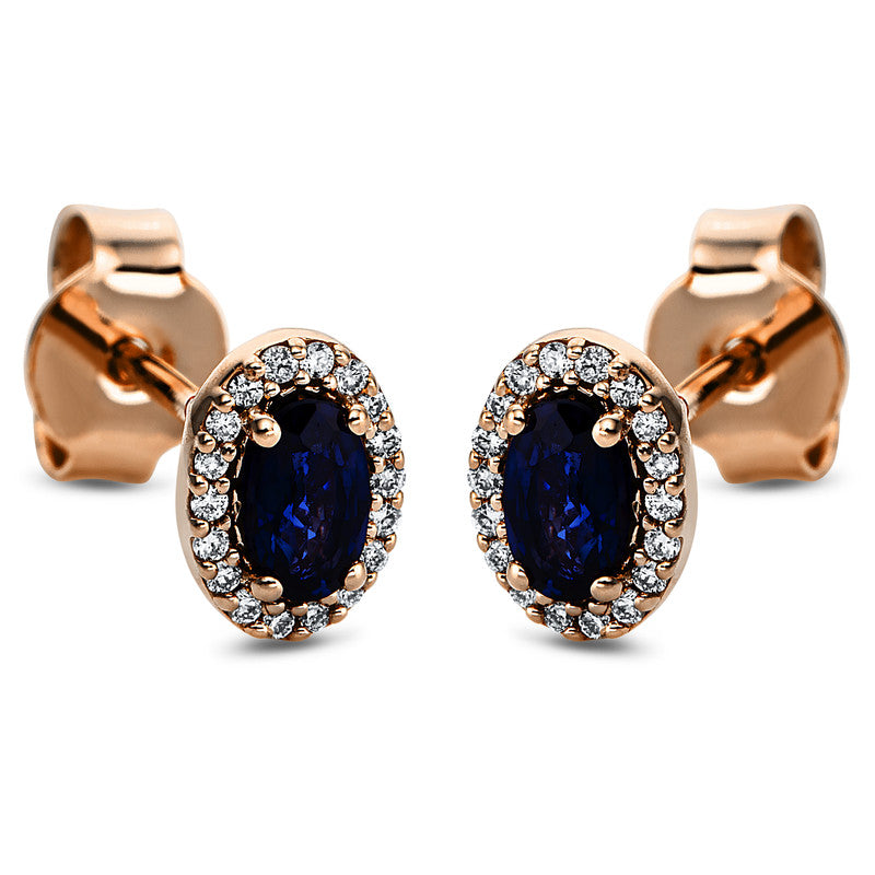 Ohrstecker mit Saphir  aus 750/-18 Karat Rotgold mit 36 Diamanten 0