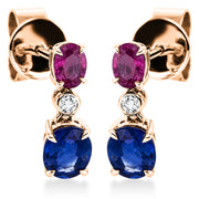 Ohrstecker mit Saphir  aus 750/-18 Karat Rotgold mit 2 Diamanten 0