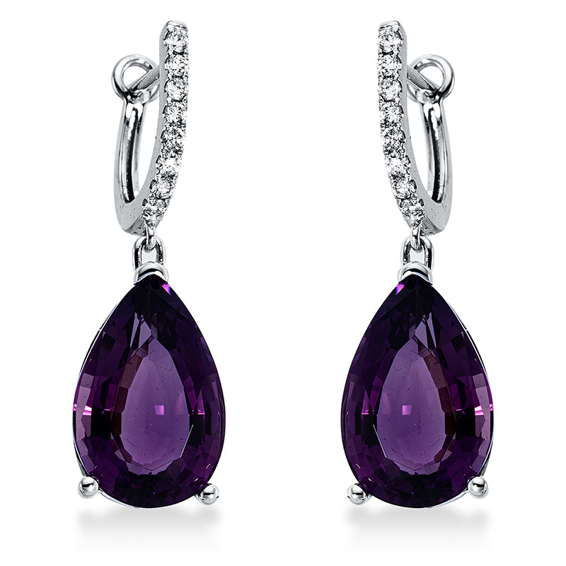 Ohrschmuck mit Amethyst  aus 750/-18 Karat Weißgold mit 16 Diamanten 0