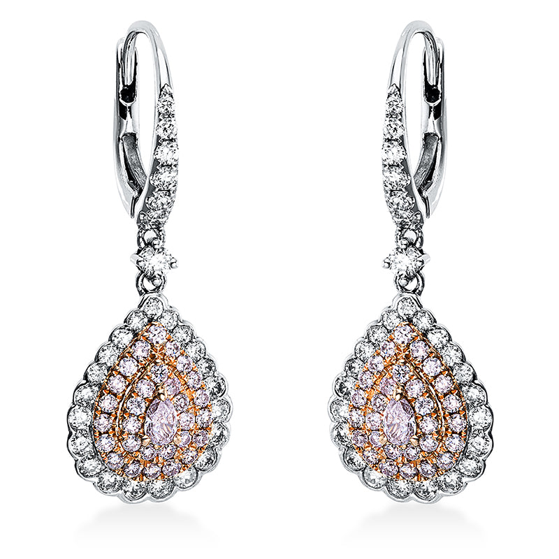 Ohrschmuck    aus 750/-18 Karat Weißgold / Rotgold mit 116 Diamanten 1