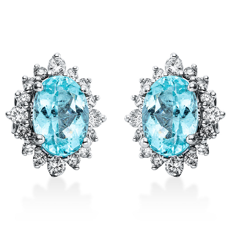 Ohrstecker mit Paraiba  aus 750/-18 Karat Weißgold mit 32 Diamanten 0